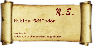 Mikita Sándor névjegykártya